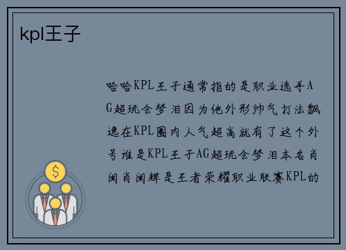 kpl王子